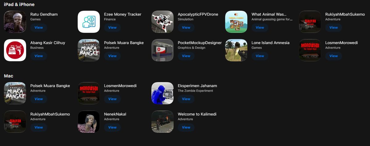 Daftar aplikasi Muhammad Habibie Amrullah di App Store